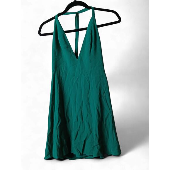 NBD x Naven Twins Emerald Halter Deep V Fit & Flare Mini Dress Party Small - Picture 2 of 11